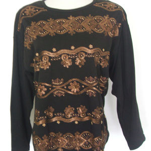 SANDY STARKMAN Black Bronze Artsy Sweater M